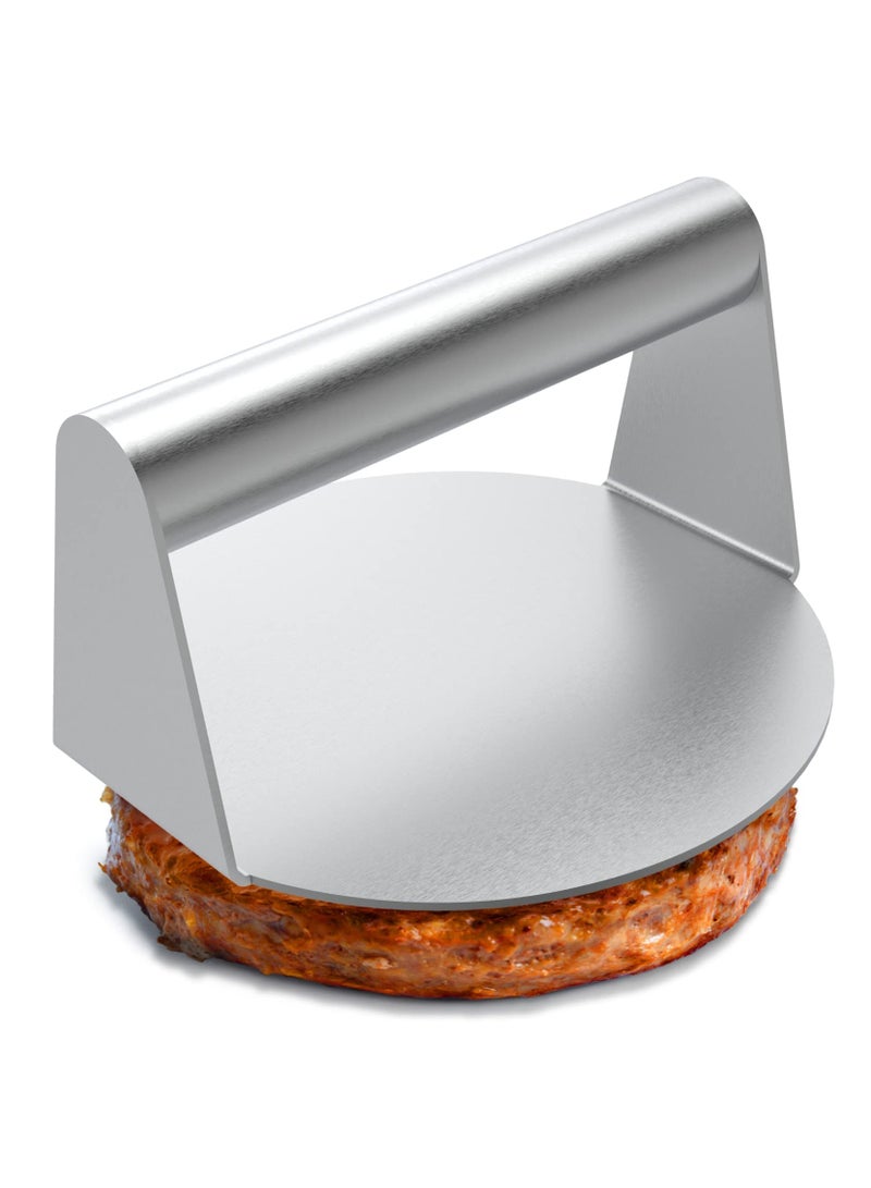 XICEN Stainless Steel Burger Press, 5.5-Inch Round Smasher, Non-Stick Smooth Hamburger Press with Flat Bottom Without Ridges, Hamburger Patty Maker and Squeeze Grease,Grill Perfect for Top Griddle Cooking - Image 1